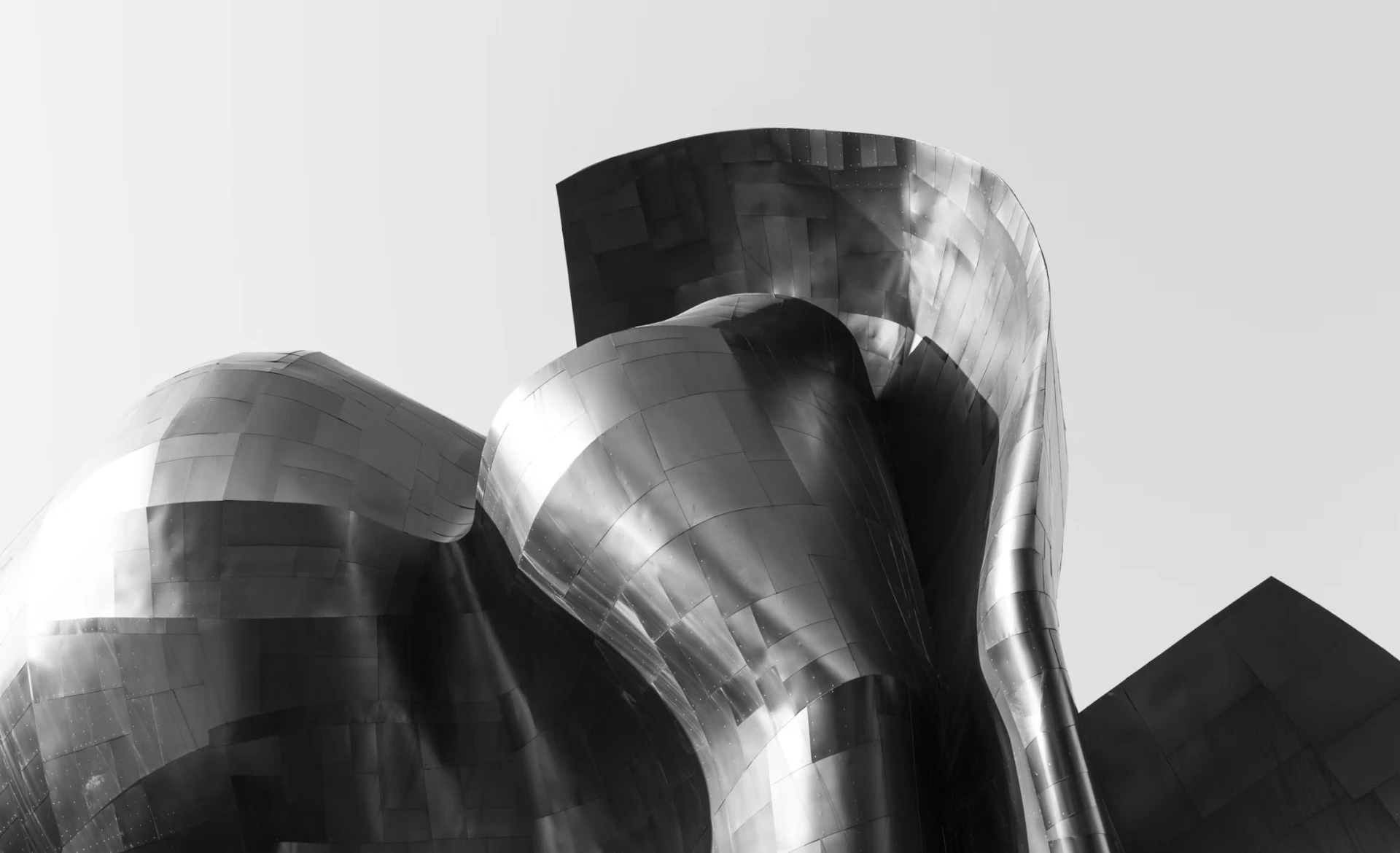 Metallic cladding formed into flowing sculptural curves